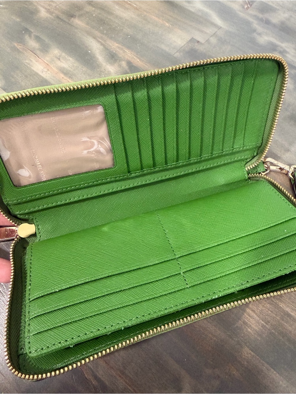 Michael Kors Green Saffiano Zip-Around Wristlet Wallet - Picture 5 of 6